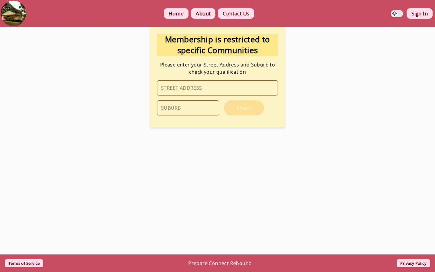 The Create Account screen, starting with address validation